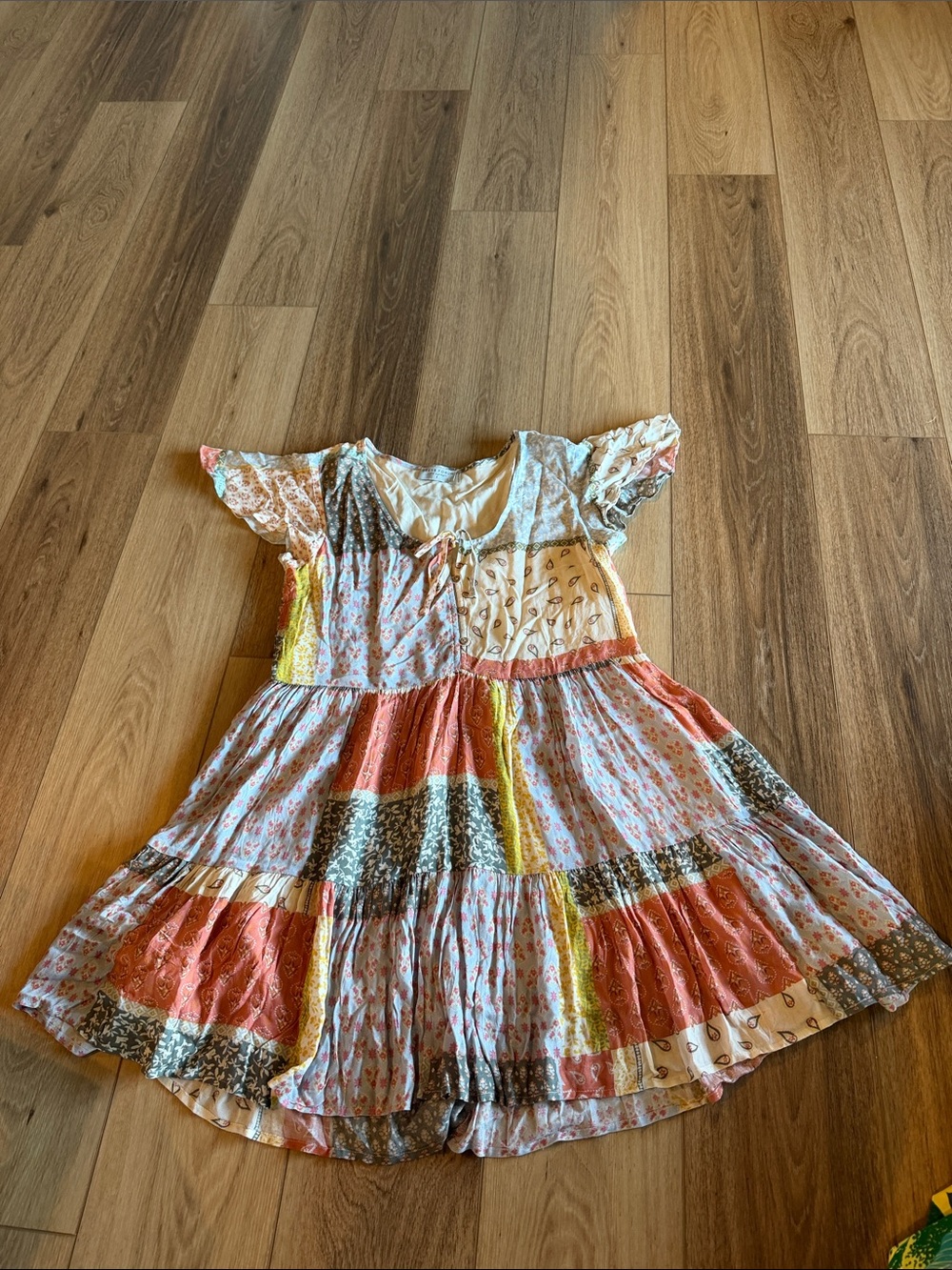 Women’s Boho Patchwork Tiered Mini Dress